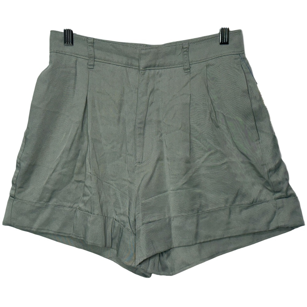Abercrombie & Fitch Green Lyocell Pleated High Rise High Waisted Shorts Size S